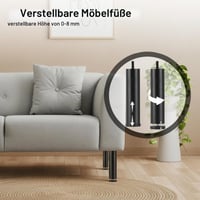 TIANLIN 4 ks výškovo nastaviteľné nábytkové nožičky M8 – hliníková zliatina, čierne, 20 cm, nastavenie 0–8 mm – na pohovku, skrinku, písací stôl 4