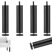 TIANLIN 4 ks výškovo nastaviteľné nábytkové nožičky M8 – hliníková zliatina, čierne, 20 cm, nastavenie 0–8 mm – na pohovku, skrinku, písací stôl 1