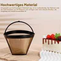 TIANLIN Újrahasználható Kávéfilter 4-es Méret, 2 db, Rozsdamentes Acél, 120 mm Átmérő, 8-12 Csészéhez, Otthonra és Étterembe 3