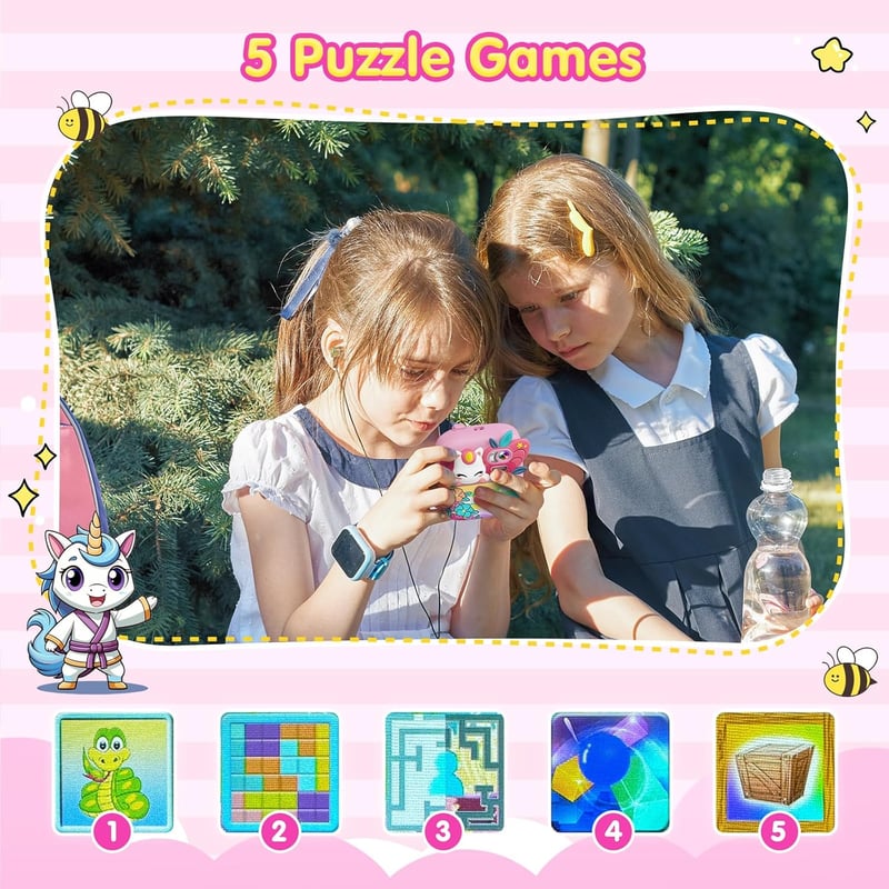TIATUA gyerek azonnali fényképezőgép 1080P 2.4 hüvelykes nyomtatóval 32GB kártya 3 papírtekercs pink unikornis 3-14 éveseknek