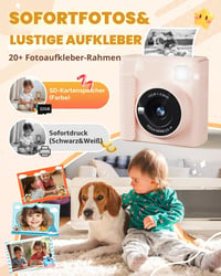 TIATUA Gyerek azonnali fényképezőgép 2.4 inch, 32G kártyával és fotópapír nyomatokkal, 1080P HD, barna, ajándék 3-12 éveseknek 3