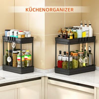 TidyTrove Set 2 organizatoare pentru spațiul de sub chiuvetă, raft de depozitare pe 2 niveluri pentru bucătărie și baie, 31x33,5x16 cm, negru 6