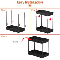 TidyTrove Set 2 organizatoare pentru spațiul de sub chiuvetă, raft de depozitare pe 2 niveluri pentru bucătărie și baie, 31x33,5x16 cm, negru 3