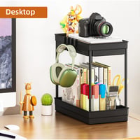 TidyTrove Set 2 organizatoare pentru spațiul de sub chiuvetă, raft de depozitare pe 2 niveluri pentru bucătărie și baie, 31x33,5x16 cm, negru 5