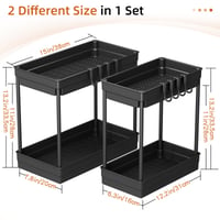 TidyTrove Set 2 organizatoare pentru spațiul de sub chiuvetă, raft de depozitare pe 2 niveluri pentru bucătărie și baie, 31x33,5x16 cm, negru 2