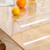 TIEHAN Átlátszó PVC Asztalterítő Védőfólia 140x50 cm - Vízálló, Olajálló, Lemosható Asztali Védőborítás 2 mm Vastag Kristálytiszta Fólia 6