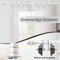 Tiemlet Állítható Fehér Függönyrúd 64-259 cm - 2,5 cm Átmérőjű Rozsdamentes Acél Karnis Sapka Gombokkal és 3 Tartókonzollal Ablakokhoz 2