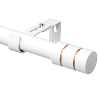 Podesiva bijela šipka za zavjese Tiemlet 64-259 cm - 2,5 cm Promjer, inox karniša s završecima i 3 nosača za prozore 1