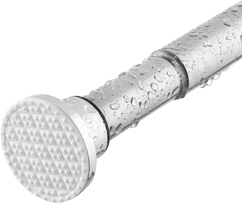 Tiemlet Ezüst Zuhanyfüggöny Rúd 70-195 cm - Rozsdamentes Acél Teleszkópos Rúd Fúrás Nélkül, Csúszásgátló Gumivégekkel, Kádhoz és Zuhanyzóhoz