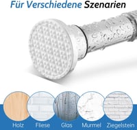 Tiemlet Ezüst Zuhanyfüggöny Rúd 70-195 cm - Rozsdamentes Acél Teleszkópos Rúd Fúrás Nélkül, Csúszásgátló Gumivégekkel, Kádhoz és Zuhanyzóhoz 2