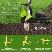 Tiemlet Gyomirtó Kapa 4 Ágú Rozsdamentes Acél 105 cm Sárga Csúszásmentes Nyéllel Pitypang Bogáncs Eltávolító Kertészeti Eszköz 4