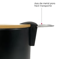 TIENDA EURASIA Fém Pedálos Szemetes Bambusz Fedéllel - 3L Kompakt Fürdőszobai Kuka Hordozó Fogantyúval, Kivehető Belső Tartállyal, Fekete

A 5
