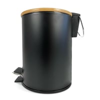 TIENDA EURASIA Fém Pedálos Szemetes Bambusz Fedéllel - 3L Kompakt Fürdőszobai Kuka Hordozó Fogantyúval, Kivehető Belső Tartállyal, Fekete

A 2