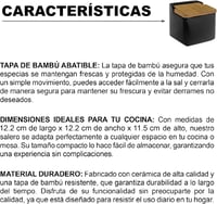 TIENDA EURASIA Kerámia Sóshaker Bambusz Fedéllel, Matt Fekete Modern Dizájn 6