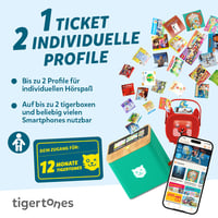 tigermedia tigertones Duo predplatený prístup 12 mesiacov detská služba audiostreamingu 30 000 zvukových materiálov pre tigerbox Touch a MINI prehrávač 4