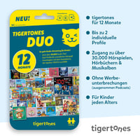 tigermedia tigertones Duo predplatený prístup 12 mesiacov detská služba audiostreamingu 30 000 zvukových materiálov pre tigerbox Touch a MINI prehrávač 2