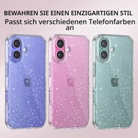 Husă Tikgue pentru iPhone 16 Plus cu 2 folii de protecție pentru ecran și 2 folii pentru cameră, husă de protecție din silicon transparent cu sclipici la 360 de grade, subțire, din TPU moale 4