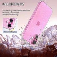 Husă Tikgue pentru iPhone 16 Plus cu 2 folii de protecție pentru ecran și 2 folii pentru cameră, husă de protecție din silicon transparent cu sclipici la 360 de grade, subțire, din TPU moale 2
