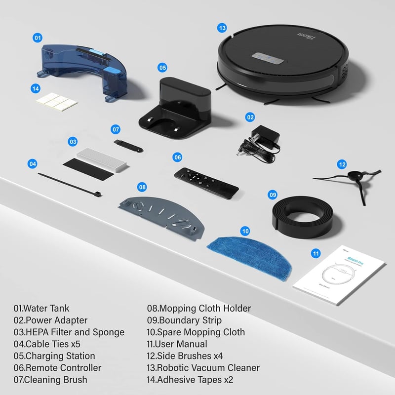 Tikom G8000 Pro Robotporszívó Felmosó Funkcióval, 4500Pa Szívóerő, 2,5 Óra Üzemidő, WiFi, Okosotthon Kompatibilis, Állatszőrre, Szőnyegre, K