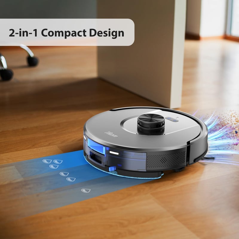 Tikom L8000 Pro robotporszívó LiDAR navigációval, 5000Pa szívóerő, mop funkcióval, 150 perc üzemidő