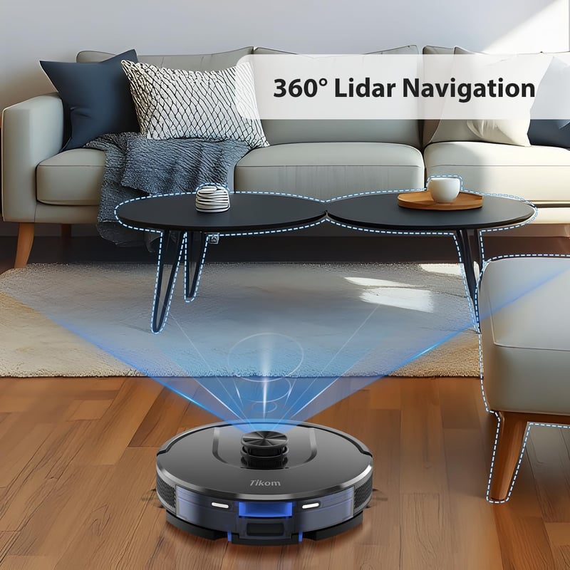 Tikom L8000 Pro robotporszívó LiDAR navigációval, 5000Pa szívóerő, mop funkcióval, 150 perc üzemidő