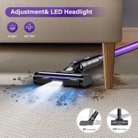 Tikom V700 Vezeték Nélküli Porszívó 450W - 33000Pa Szívóerő, 40 Perc Üzemidő, 1,3L Portartály, 6 LED Lámpa, Lila, Szőnyeghez, Állatszőrhöz 7