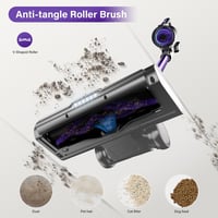 Tikom V700 Vezeték Nélküli Porszívó 450W - 33000Pa Szívóerő, 40 Perc Üzemidő, 1,3L Portartály, 6 LED Lámpa, Lila, Szőnyeghez, Állatszőrhöz 5