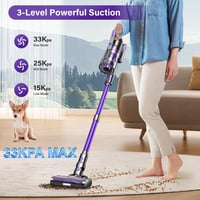 Tikom V700 Vezeték Nélküli Porszívó 450W - 33000Pa Szívóerő, 40 Perc Üzemidő, 1,3L Portartály, 6 LED Lámpa, Lila, Szőnyeghez, Állatszőrhöz 3