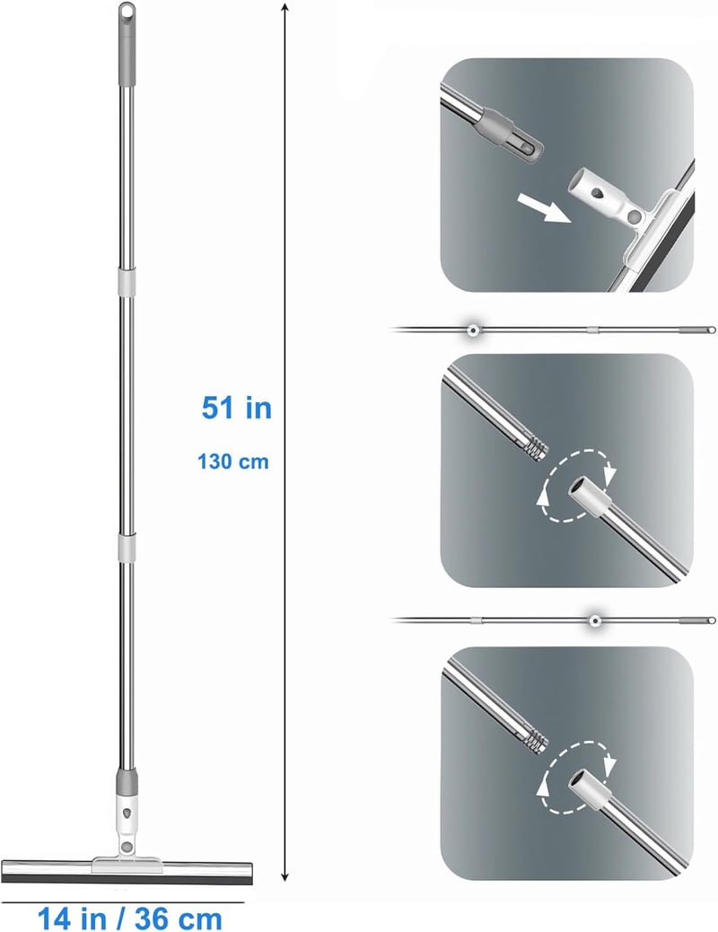 Tikysky Víztörlő Gumi Hosszú Nyéllel 36 cm Széles - Zuhanyzó Padló Ablak Tisztító Lehúzó Squeegee