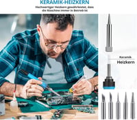 Tilswall 65W Digitális Forrasztóállomás 200-480°C Hőmérséklet-szabályozással, 5 Cserélhető Heggyel, Beépített Transzformátorral - Hobbi és P 4