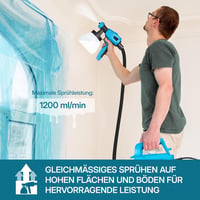 Tilswall 800W elektromos festékszóró 1300ml tartállyal 3 fúvókával és 2,5m csővel - blue 2
