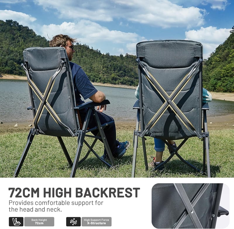 TIMBER RIDGE Hordozható Kerti Szék 150 kg Összecsukható Camping Fotel 4 Pozíciós Relax Pihenőszék