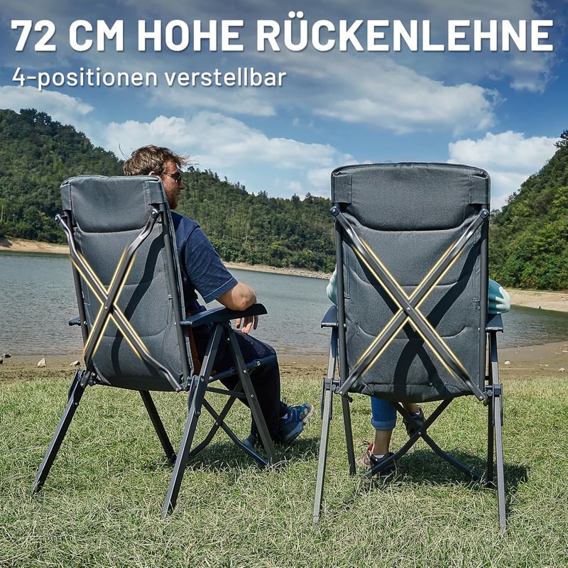 TIMBER RIDGE Összecsukható Camping Szék 150kg Terhelhetőség 4 Pozíciós Alumínium Kempingszék Táskával