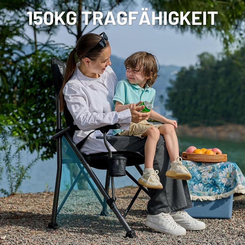 TIMBER RIDGE Összecsukható Kempingszék 150kg Terhelhetőség Állítható Háttámla Hordozható