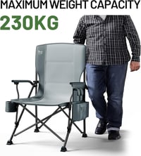 TIMBER RIDGE Oversized összecsukható kempingszék, 62 cm ülésszélesség, 230 kg, deréktámasszal - szürke 6