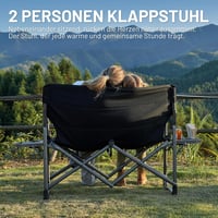 TIMBER RIDGE XXL 2 személyes összecsukható kempingszék 300 kg teherbírás oldalsó asztallal 4
