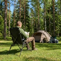 TIMBER RIDGE XXL Sklopiva stolica za kampiranje s podstavljenim visokim naslonom, širina sjedala 55 cm, nosivost 150 kg, sa bočnom torbom, za vrt B 2