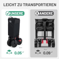 TIMBER RIDGE XXL Összecsukható Kézikocsi 200L Széles Gumik Fékkel Strand Kocsi 100kg - Große Räder mit Bremse, Black 4