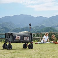 Cărucior Pliabil TIMBER RIDGE XXL 200L cu Roți Late și Frână, Geantă Laterală, Suport pentru Băuturi, Mâner Reglabil, Capacitate de 150 kg 2