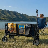 TIMBER RIDGE XXL összecsukható szállítókocsi oldalzsebbel, italtartóval és állítható fogantyúval - szürke 2