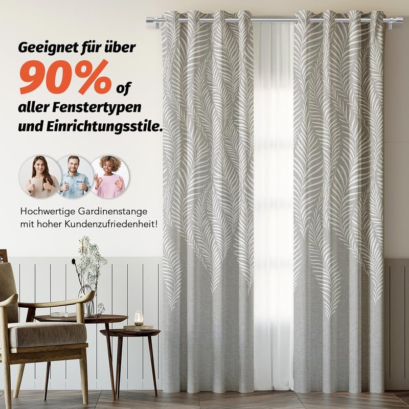 Time Forest Teleszható Függönyrúd Ezüst 76-228 cm Ablakra és Kültérre