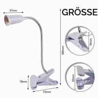 TIMESETL Klipsová LED lampa s päticou E27, 2 ks, 360° otočná stolová lampa s husím krkom, klipom a zástrčkou, bez žiarovky 4