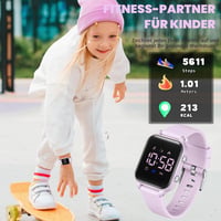 Ceas digital pentru copii Timever pentru fete și băieți – Roz-Violet, cu pedometru, măsurarea distanței, alarmă dublă, pentru vârste între 5-14 ani 4