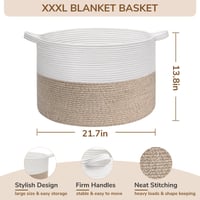 TIMEYARD pletena košara za pohranu 55x35 cm smeđa, velika košara od pamučnog užeta za dječju sobu, za rublje, deke i igračke 4