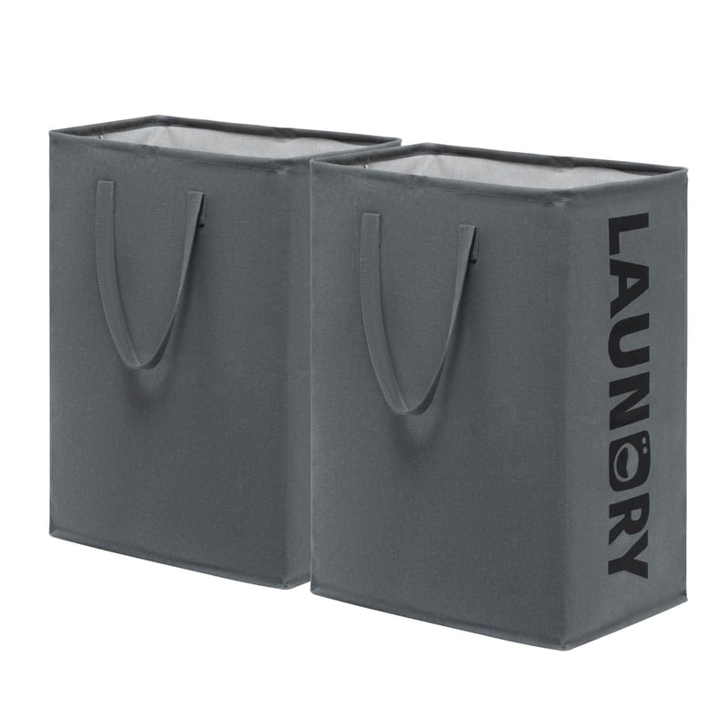 Coș de rufe pliabil TIMEYARD 75L - Set de 2 bucăți, coș de rufe de dimensiuni mari, gri