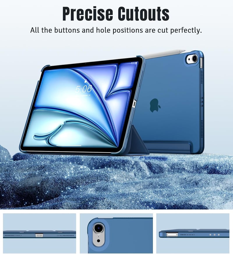TiMOVO iPad Air 11" és 10.9" Slim Védőtok Átlátszó Háttal Abyss Blue - A-Abyss Blue