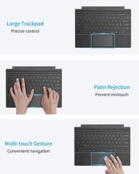 TiMOVO vezeték nélküli Bluetooth billentyűzet 7 színű LED háttérvilágítással, AZERTY kiosztással Microsoft Surface Pro 7/6/4/3 készülékekhez 7