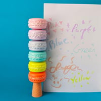 Sada zvýrazňovačov Tinc Macaron, 5 ks – Stohovateľná veža v žiarivých farbách – Školské a kancelárske potreby – Viacfarebné 8