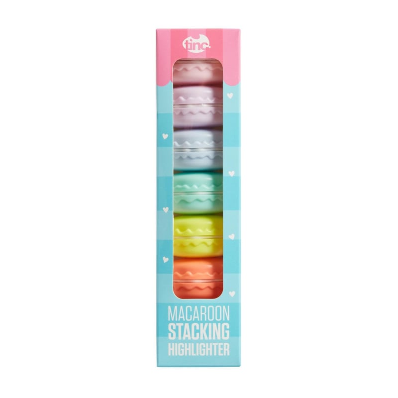 Sada zvýrazňovačov Tinc Macaron, 5 ks – Stohovateľná veža v žiarivých farbách – Školské a kancelárske potreby – Viacfarebné
