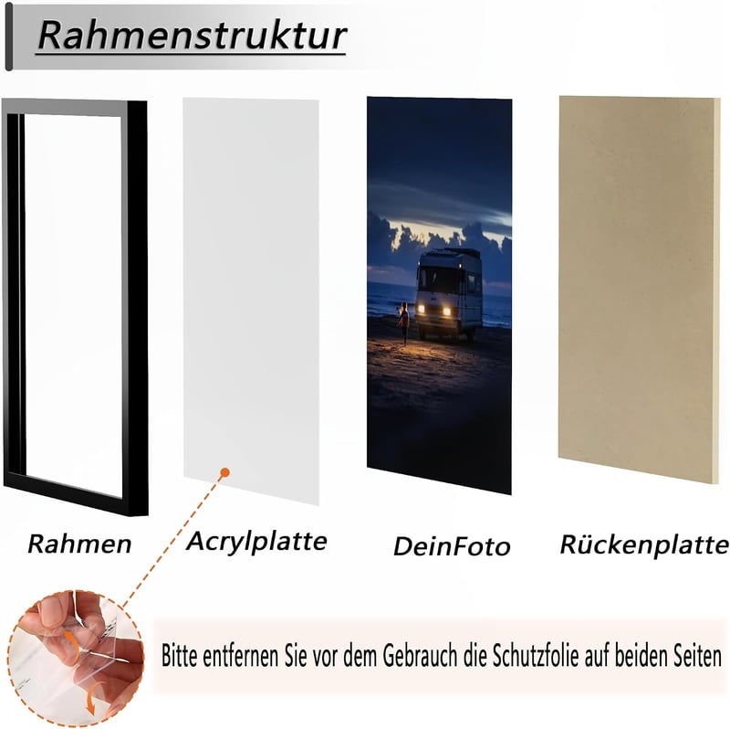 Tinkeps 3 db fekete fa képkeret csomag 50x70 cm 70x50 cm fényképhez poszterhez, álló és fekvő változat
